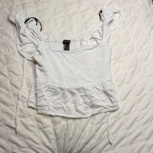 Forever 21 White Ruffled Blouse